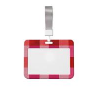 Woshuwo Funda protectora de plástico duro para tarjetas de identificación con patrón de cuadrados rojos y rosas y vibrantes para enfermeras y oficina