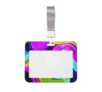 Woshuwo Funda protectora de plástico duro para tarjetas de identificación, diseño abstracto de neón con formas líquidas, degradado, para enfermeras y oficina