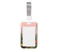 Woshuwo Funda protectora de plástico duro para tarjetas de identificación, diseño de cactus y flores, para enfermeras, oficina