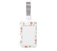 Woshuwo Funda protectora de plástico duro para tarjetas de identificación, diseño de claveles de acuarela de melocotón, protector de etiqueta de nombre para enfermeras y oficina