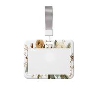 Woshuwo Funda protectora de plástico duro para tarjetas de identificación, diseño de flores de pascua, rosas y ramas de pino, diseño de acuarela