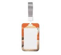 Woshuwo Funda protectora de plástico duro para tarjetas de identificación, diseño de gato negro volando en una escoba, fantasma, flotante, deslizante, para enfermeras, oficina