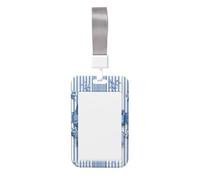 Woshuwo Funda protectora de plástico duro para tarjetas de identificación, diseño de lazos grandes, diseño de rayas, color azul y blanco