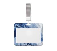 Woshuwo Funda protectora de plástico duro para tarjetas de identificación, diseño de ondas azules, con estampado de mármol, para enfermeras y oficina