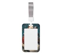 Woshuwo Funda protectora de plástico duro para tarjetas de identificación, diseño de Papá Noel abrazando a un muñeco de nieve