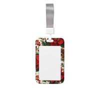Woshuwo Funda protectora de plástico duro para tarjetas de trabajo, diseño de flores de pascua roja, hojas de acebo, conos deslizantes, para enfermeras y oficina