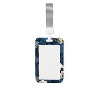 Woshuwo Funda protectora para tarjetas de identificación con diseño de calaveras y hojas tropicales, color azul oscuro