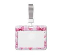 Woshuwo Funda protectora para tarjetas de identificación con diseño de lazos y corazones rosas de plástico duro para enfermeras y oficina