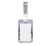 Woshuwo Funda protectora para tarjetas de identificación de plástico duro con diseño de árbol de Navidad en la nieve, color rojo