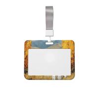 Woshuwo Funda protectora para tarjetas de identificación de plástico duro con diseño de árboles otoñales de otoño y tres fantasmas para enfermeras y oficina