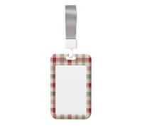 Woshuwo Funda protectora para tarjetas de identificación de plástico duro con diseño de cuadros, color beige, rojo y verde, para enfermeras y oficina