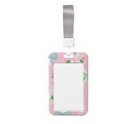 Woshuwo Funda protectora para tarjetas de identificación de plástico duro con diseño de lazos y flores rosas claras, color azul claro, protector para enfermeras y oficina