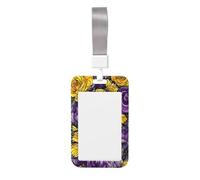 Woshuwo Funda protectora para tarjetas de identificación de plástico duro con diseño de mariposas amarillas, rosas, flores, vidrieras, para enfermeras, oficina