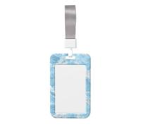 Woshuwo Funda protectora para tarjetas de identificación de plástico duro con diseño de mármol azul claro y blanco para enfermeras y oficina