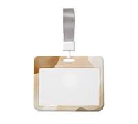 Woshuwo Funda protectora para tarjetas de identificación de plástico duro con formas abstractas, color beige y crema, para enfermeras y oficina