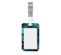 Woshuwo Funda protectora para tarjetas de identificación de plástico duro con formas circulares, color verde y azul