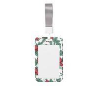 Woshuwo Funda protectora para tarjetas de identificación de plástico duro con lazos rojos en ramas de pino verde, protector de etiqueta de nombre para enfermeras y oficina