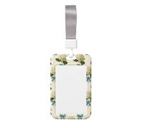 Woshuwo Funda protectora para tarjetas de identificación de plástico duro, diseño de racimos de hortensias, color crema claro