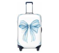 Woshuwo Fundas de equipaje de viaje elásticas y estéticas con lazo azul, a prueba de polvo, resistente a los arañazos, protector de maleta de 22 a 24 pulgadas