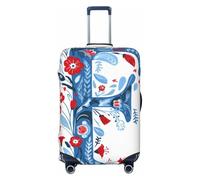 Woshuwo Fundas elásticas minimalistas para equipaje de viaje, con letras F y flores de arte folclórico, a prueba de polvo, resistente a los arañazos, para maleta de 22 a 24 pulgadas