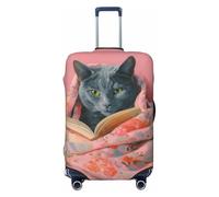 Woshuwo Fundas elásticas para equipaje de viaje, a prueba de polvo, resistente a los arañazos, con diseño de gato ruso leyendo un libro, protector de maleta de 22 a 24 pulgadas