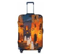 Woshuwo Fundas elásticas para equipaje de viaje, a prueba de polvo, resistente a los arañazos, para Halloween, con diseño de fantasmas y la calle vieja