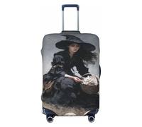 Woshuwo Fundas elásticas para equipaje de viaje, a prueba de polvo, resistente a los arañazos, para recoger brujas, flores, calaveras, color negro, para maleta, de 22 a 24 pulgadas