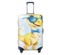 Woshuwo Fundas elásticas para equipaje de viaje, a prueba de polvo, resistentes a los arañazos, con diseño de dinosaurio, color amarillo, con pajarita, para maleta, de 22 a 24 pulgadas