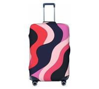 Woshuwo Fundas elásticas para equipaje de viaje, color rosa y rojo, con líneas curvas, a prueba de polvo, resistente a los arañazos, para maleta, de 22 a 24 pulgadas