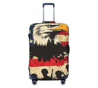 Woshuwo Fundas elásticas para equipaje de viaje, con diseño de águila y soldados de la bandera estadounidense, a prueba de polvo, resistente a los arañazos, para maleta, ajuste de 22-24 pulgadas