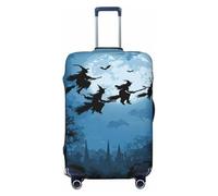 Woshuwo Fundas elásticas para equipaje de viaje con diseño de brujas volando en escobas, luna llena, a prueba de polvo, resistente a los arañazos, protector de maleta de 22 a 24 pulgadas