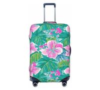 Woshuwo Fundas elásticas para equipaje de viaje con diseño de flores tropicales rosadas, a prueba de polvo, resistente a los arañazos, protector de maleta de 22 a 24 pulgadas