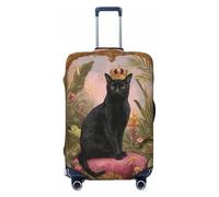 Woshuwo Fundas elásticas para equipaje de viaje con diseño de gato negro caprichoso con corona dorada, a prueba de polvo, resistente a los arañazos, protector de maleta de 22 a 24 pulgadas