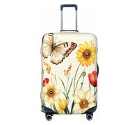 Woshuwo Fundas elásticas para equipaje de viaje con diseño de mariposas y girasoles, tulipanes, a prueba de polvo, resistente a los arañazos, para maletas de 22 a 24 pulgadas