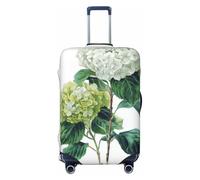 Woshuwo Fundas elásticas para equipaje de viaje con flores de hortensias blancas botánicas vintage, a prueba de polvo, resistente a los arañazos, protector de maleta de 22-24 pulgadas