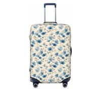 Woshuwo Fundas elásticas para equipaje de viaje con motivos florales azules y grises, a prueba de polvo, resistente a los arañazos, para maleta, de 22 a 24 pulgadas