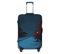 Woshuwo Fundas elásticas para equipaje de viaje de Gothic Lanterns Along The Snowy Path, a prueba de polvo, resistente a los arañazos, para maleta, de 22 a 24 pulgadas