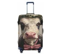 Woshuwo Fundas elásticas para equipaje de viaje de vaca con pajarita y corona de acebo, a prueba de polvo, resistente a los arañazos, protector de maleta de 22 a 24 pulgadas