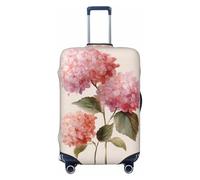 Woshuwo Fundas elásticas para equipaje de viaje, suaves, color rosa claro, con hortensias de acuarela, a prueba de polvo, resistentes a los arañazos, para maleta, de 22 a 24 pulgadas