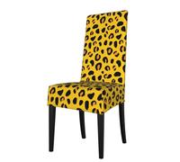 Woshuwo Fundas elásticas para sillas de comedor con estampado de leopardo negro y amarillo, para hotel, cocina, fiesta