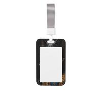 Woshuwo Gato gris con disfraz de estilo barroco deslizante, soporte para tarjetas de identificación de plástico duro, protector de etiqueta de nombre para enfermeras y oficina