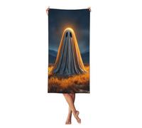 Woshuwo Ghost At Halloween - Toalla de playa nocturna de 27.5 x 55 pulgadas, toalla de playa ligera de secado rápido para vacaciones