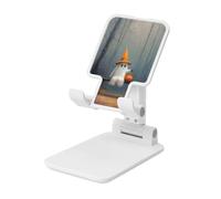 Woshuwo Ghost Holding Pumpkin On The Swing - Soporte plegable para teléfono celular, ángulo ajustable, altura de escritorio, portátil, compatible con todos los teléfonos inteligentes, estilo blanco