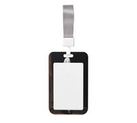 Woshuwo Ghost Stands at The Top of Stairs - Soporte deslizante para tarjetas de identificación de plástico duro, protector de etiqueta de nombre para enfermeras y oficina