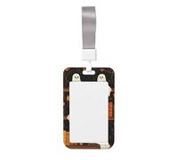 Woshuwo Ghosts Reading Books on Wooden Shelf Sliding ID Badge Holder Hard Plastic Work Card Case Name Tag Protector para enfermeras Oficina