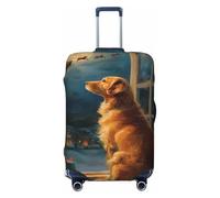 Woshuwo Golden Retriever Dog On The Windowsill - Fundas elásticas para equipaje de viaje, a prueba de polvo, resistente a los arañazos, protector de maleta de 22 a 24 pulgadas