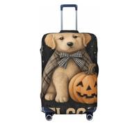 Woshuwo Golden Retriever - Fundas elásticas para equipaje de viaje con diseño de cachorro y calabaza, a prueba de polvo, resistente a los arañazos, protector de maleta de 22 a 24 pulgadas