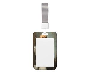 Woshuwo Goldendoodle - Funda protectora de plástico duro para tarjetas de identificación, diseño de leyendo en el inodoro