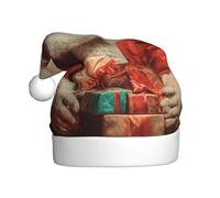 Woshuwo Gorro de Papá Noel sonriente sentado en la mesa, gorro de Navidad para adultos