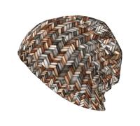 Woshuwo Gorro de punto unisex con diseño de trazos entrelazados, color beige, cálido y holgado